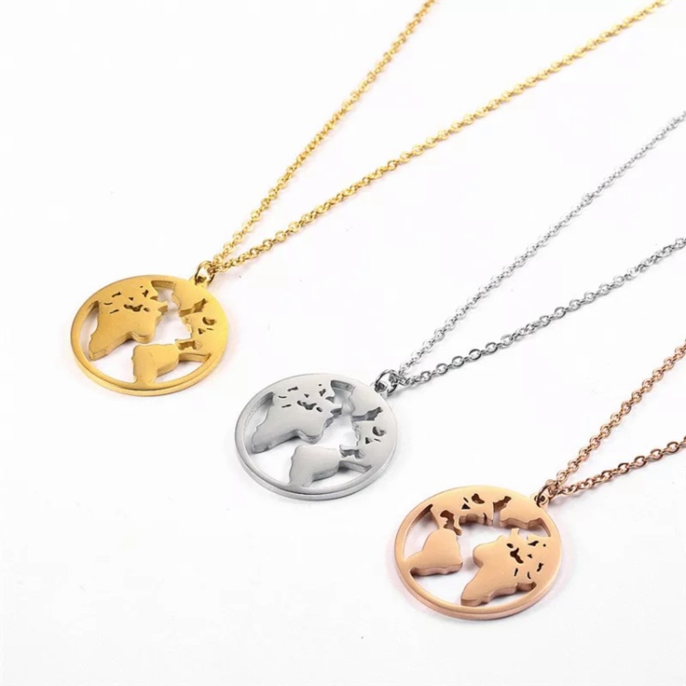 Gold Filled Sterling Silver Earth Necklace - Picture 3 of 3